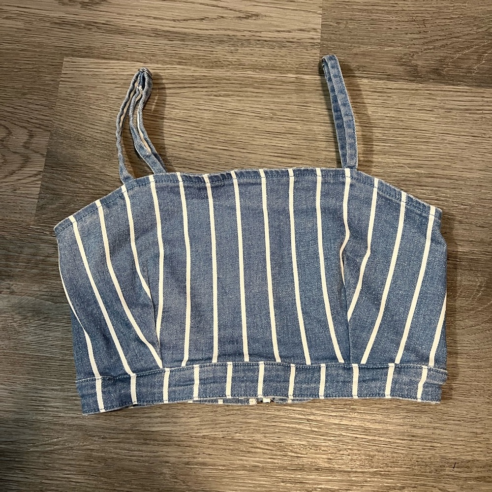 Blue and white striped top